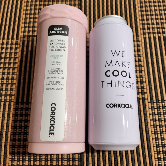 Corkcicle Slim Arctican Cotton Candy Pink Stainless Steel Can with Adapter NWT - Picture 4 of 6